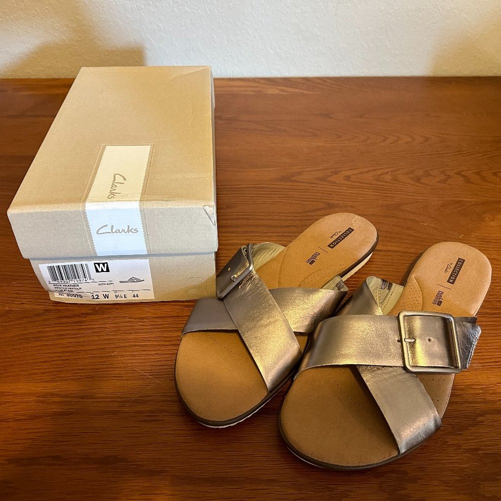 Naturalizer Leather Sandals Kele Heather 12 W WIDE Pewter Metallic *NEW*